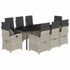 vidaXL 9-delige Tuinset met kussens poly rattan lichtgrijs