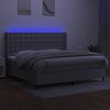 vidaXL Boxspring met matras en LED stof lichtgrijs 200x200 cm