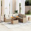 vidaXL 7-delige Loungeset met kussens poly rattan beige