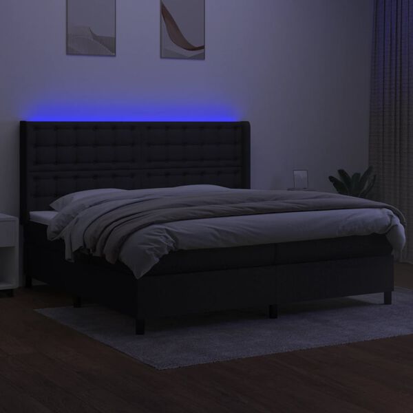 vidaXL Boxspring met matras en LED stof zwart 200x200 cm