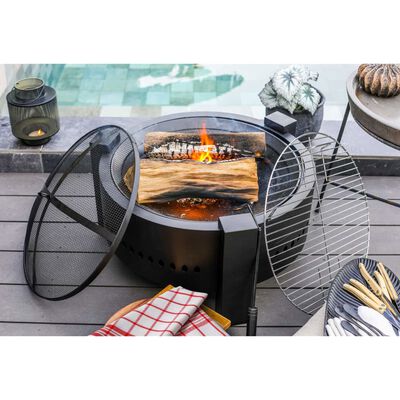 Livoo Vuurplaats met barbecue 2-in-1 59,5 cm zwart