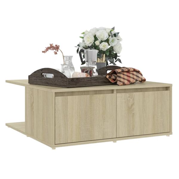 vidaXL Salontafel 80x80x31 cm bewerkt hout sonoma eikenkleurig