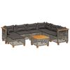 vidaXL 8-delige Loungeset met kussens poly rattan grijs
