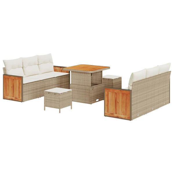 vidaXL Tuin Sofa Set met kussen 9 pcs beige en cr&egrave;mekleurig
