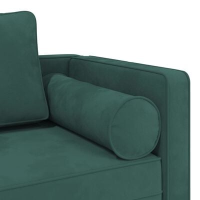 vidaXL Chaise longue met kussens fluweel donkergroen