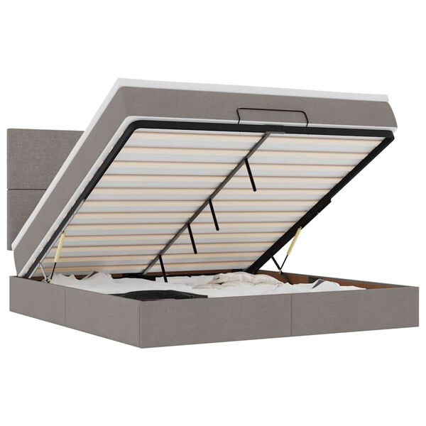 vidaXL Ottoman bed met matras en LED's 160x200cm stof taupe