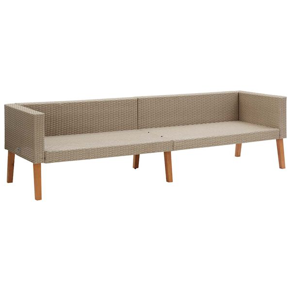 vidaXL Tuinbank 3-zits met kussens poly rattan beige