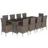 vidaXL 11-delige Tuinset met kussens poly rattan grijs