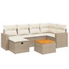 vidaXL 7-delige Loungeset met kussens poly rattan beige