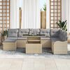 vidaXL Tuin Sofa Set met kussen 9 pcs Beige Poly riet