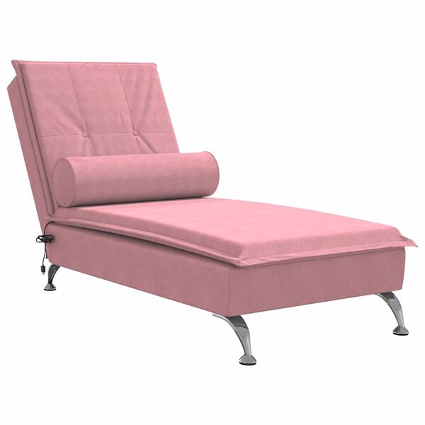 vidaXL Massage chaise longue met bolster fluweel roze