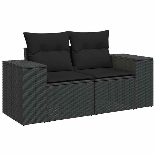 vidaXL 6-delige Loungeset met kussens poly rattan acacia zwart