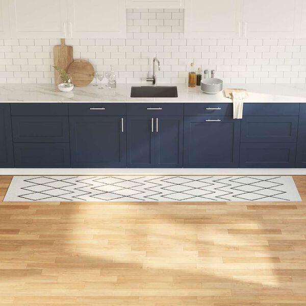 vidaXL Keuken Vloerkleed Wit 300 x 60 cm Fluweel