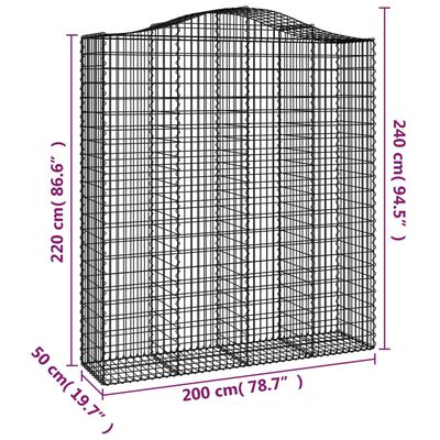 vidaXL Schanskorven 6 st gewelfd 200x50x220/240 cm ijzer