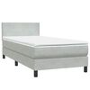 vidaXL Boxspring met matras fluweel lichtgrijs 100x220 cm