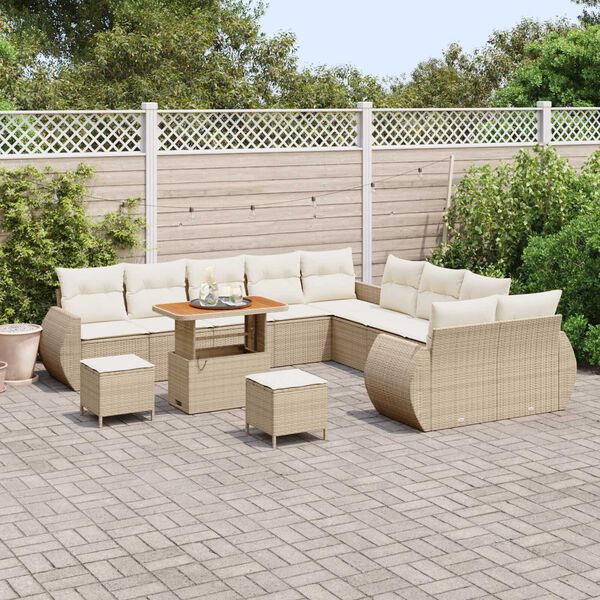 vidaXL Tuin Sofa Set met kussen 13 pcs beige en cr&egrave;mekleurig
