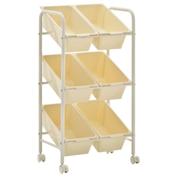 vidaXL Opbergtrolley met 6 bakken kunststof wit