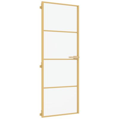 vidaXL Binnendeur smal 76x201,5 cm gehard glas en aluminium goudkleur