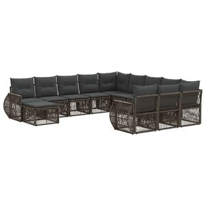 vidaXL Tuinbankenset 12 pcs Grijs poly rattan
