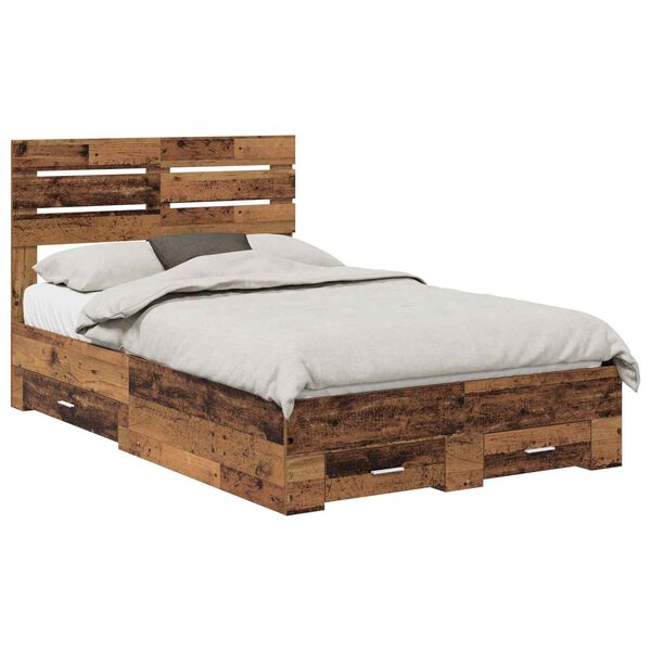vidaXL Bedframe met lade met hoofdeinde met opslag Bewerkt hout