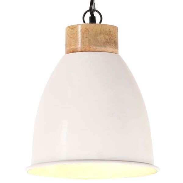 vidaXL Hanglamp industrieel E27 23 cm ijzer en massief hout wit