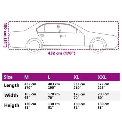 vidaXL Autohoes voor sedan met gespriemen M volledig zilverkleurig