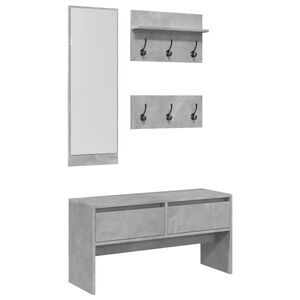 vidaXL 4-delige Garderobe set bewerkt hout betongrijs