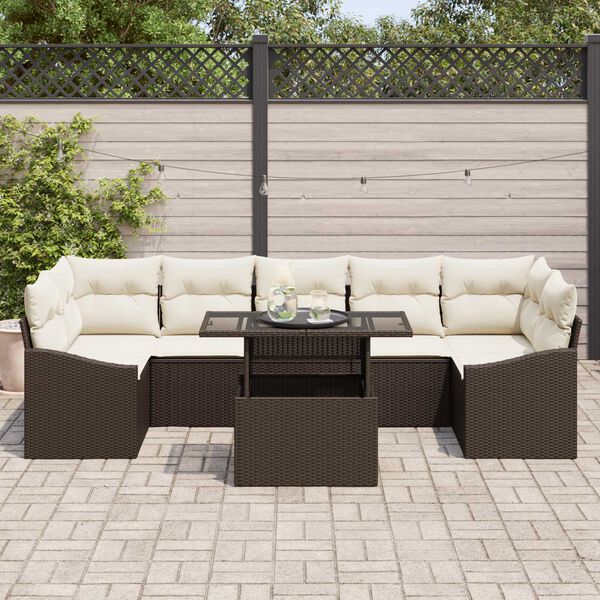vidaXL Tuin Sofa Set met opslag 8 pcs Bruin Poly riet