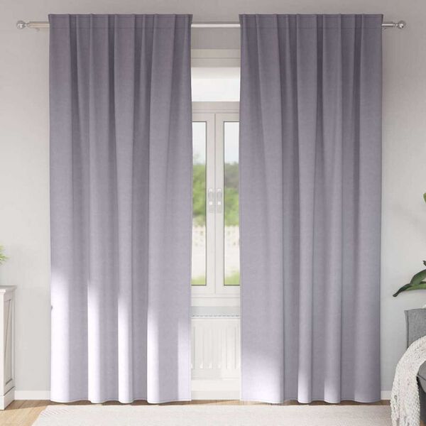 vidaXL Zwart-out Gordijnen met Ringen 2 pcs Metaalgrijs 225 x 140 cm