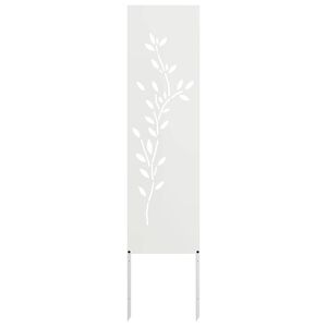 vidaXL Tuin Privacy Screen Bloemen Wit 32 x 140 cm Koudgewalst staal