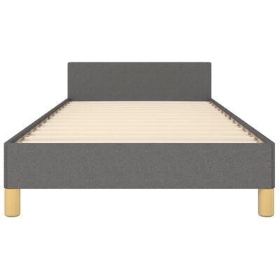 vidaXL Bedframe met hoofdbord stof donkergrijs 90x190 cm