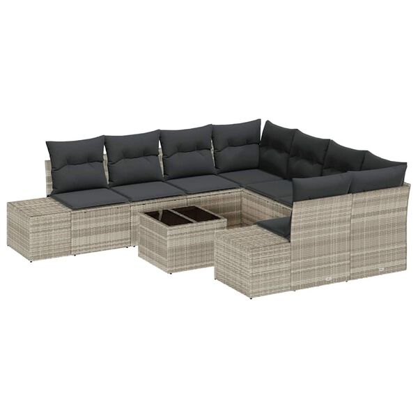 vidaXL Tuin Sofa Set 9 pcs Licht Grijs en Donker Grijs poly rattan
