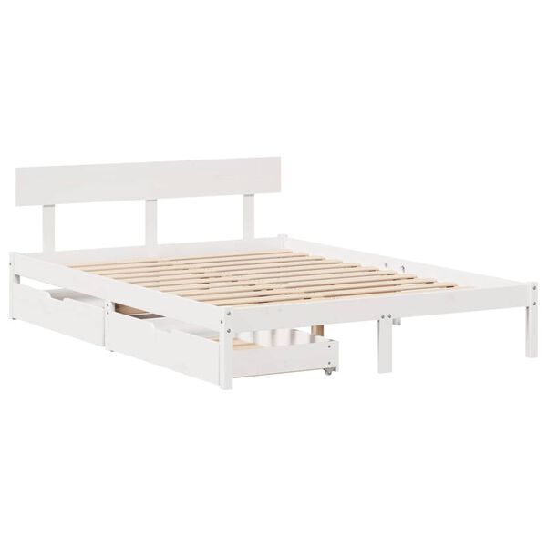 vidaXL Bedframe zonder matras massief grenenhout wit 160x200 cm