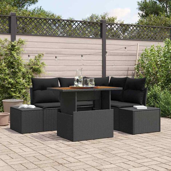 vidaXL Tuin Sofa Set met opslag 5 pcs Zwart Poly riet