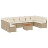 vidaXL 11-delige Tuinset met kussens poly rattan beige