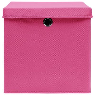 vidaXL Opbergboxen met deksel 4 st 32x32x32 cm stof roze