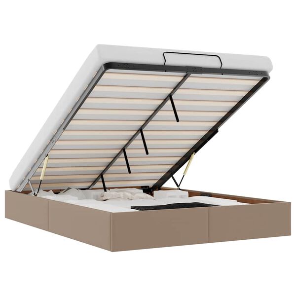 vidaXL Bedframe zonder matras 140x190 cm kunstleer cappuccinokleurig