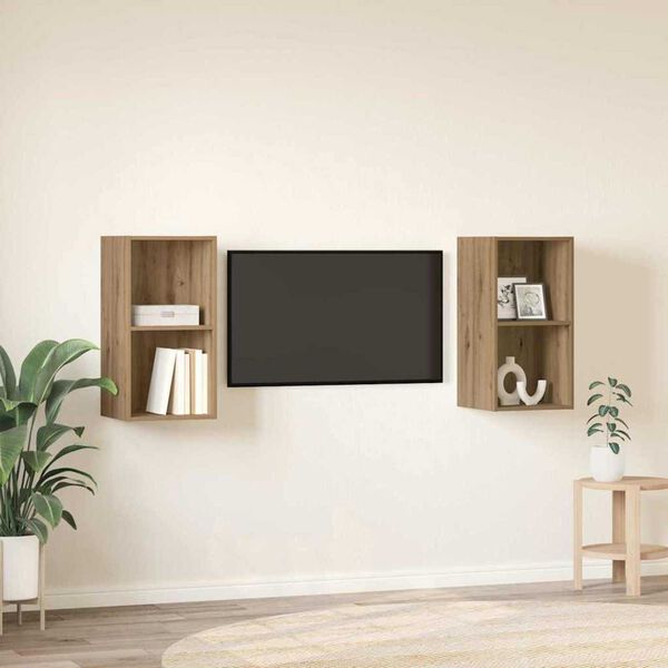 vidaXL Tv-meubelset 2 pcs Artisan Eiken 37 x 37 x 72 cm Bewerkt hout