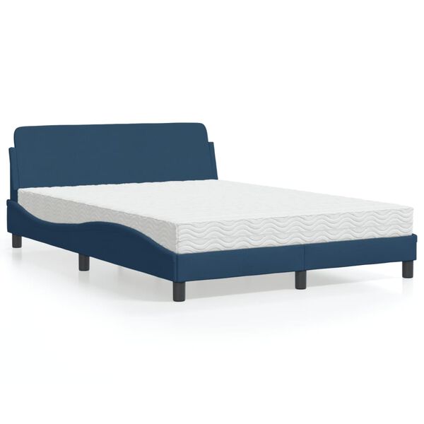 vidaXL Bed met matras "Dover" stof blauw 120x200 cm