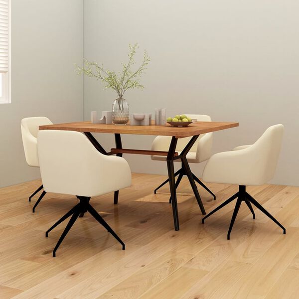 vidaXL Eetkamerstoelen 4 st fluweel cr&egrave;mekleurig