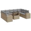 vidaXL 10-delige Loungeset met kussens poly rattan beige