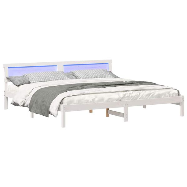 vidaXL Bedframe met hoofdeinde Wit 180 x 200 cm Massief grenenhout