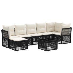 vidaXL Tuinbankenset 8 pcs Zwart poly rattan