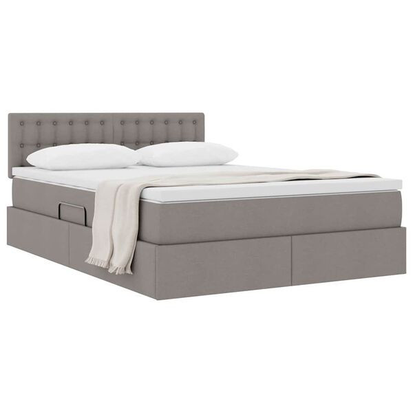 vidaXL Opbergbed met matras met matras Taupe 140 x 200 cm Bewerkt hout