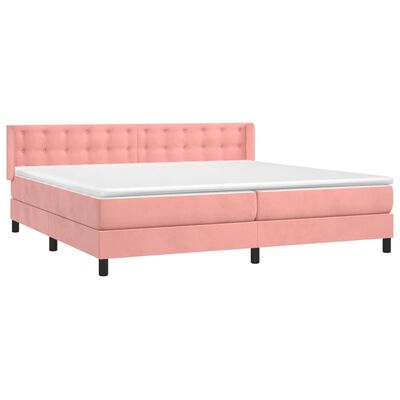 vidaXL Boxspring met matras fluweel roze 200x200 cm