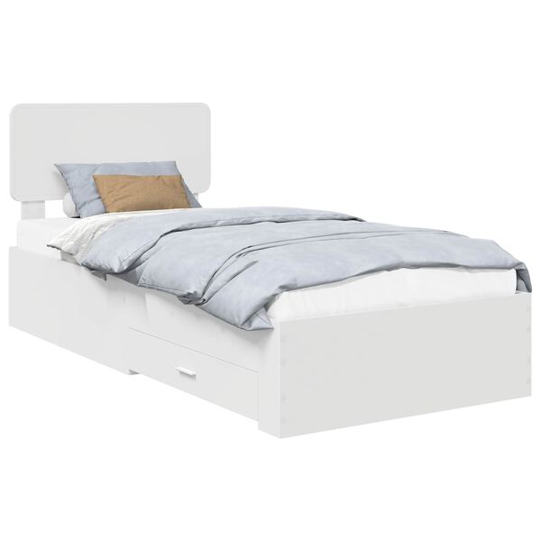 vidaXL Bedframe met hoofdeinde met lade Wit 90 x 200 cm Bewerkt hout