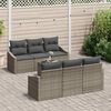 vidaXL Bankstel met kussen met opslag 7 pcs Grijs poly rattan