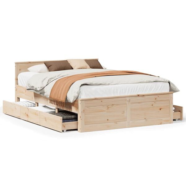 vidaXL Bedframe zonder matras met hoofdbord grenenhout 140x190 cm