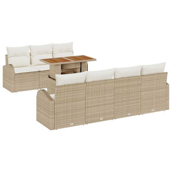vidaXL Tuin Sofa Set met opslag 8 pcs Beige Poly riet