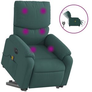 vidaXL Sta-op-massagestoel elektrisch verstelbaar stof donkergroen
